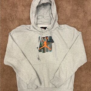 Jordan X Undefeated Breakfast Club Hoodie Gray with Orange Graphic